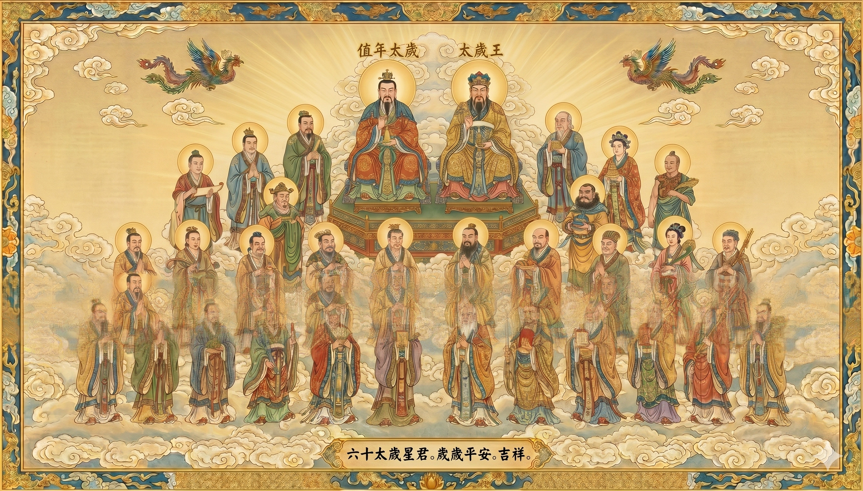 六十太歲星君陣容，反映了古代「天人合一」的宇宙觀，每一尊神將代表一個流年的能量節奏。