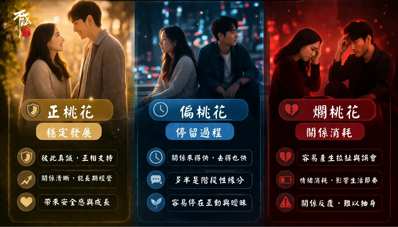 正桃花偏桃花與爛桃花差別對比
