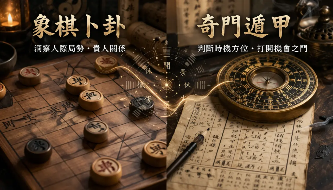 象棋卜卦與奇門遁甲結合判讀貴人運，分析人際關係與時機通路