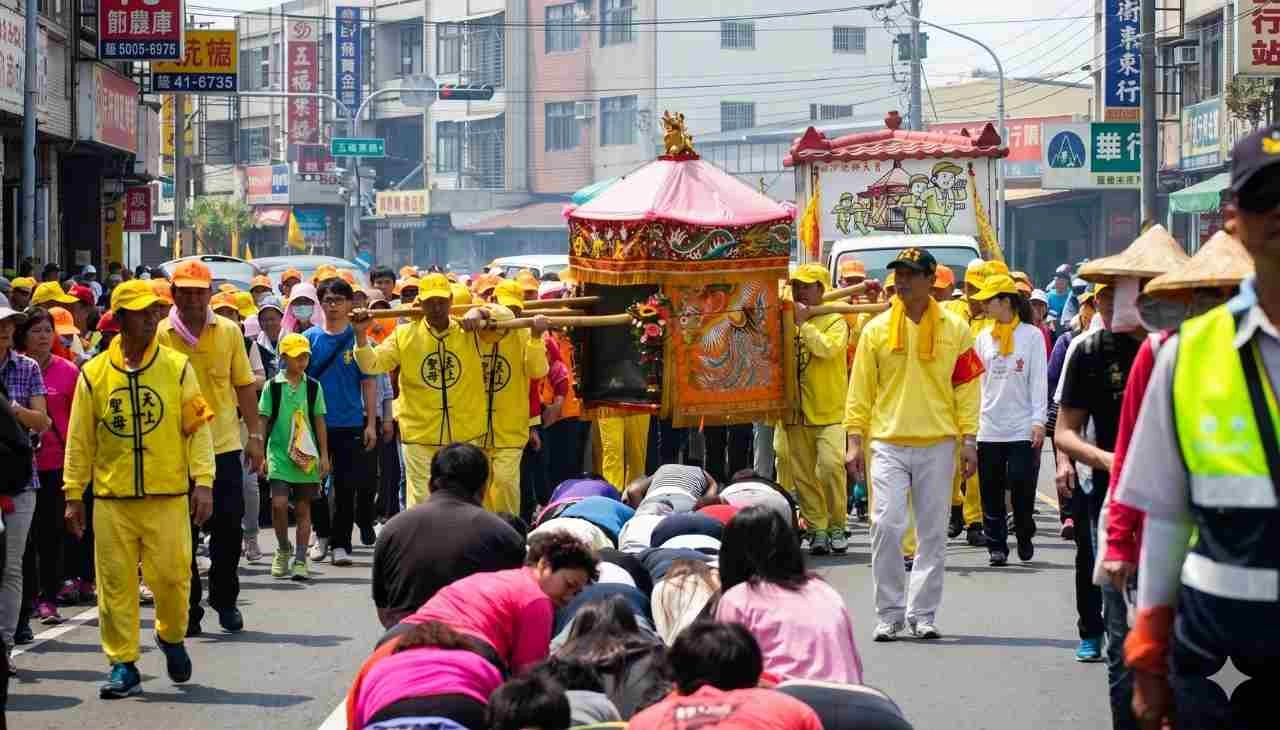 「鑽轎底」（又稱「稜轎腳」）是臺灣民間信仰中常見的祈福儀式。信徒會在神明出巡或遶境時，趴跪於地，讓神轎從身上越過，或從停駐的轎底爬過，藉此祈求神明庇佑、趨吉避凶或還願